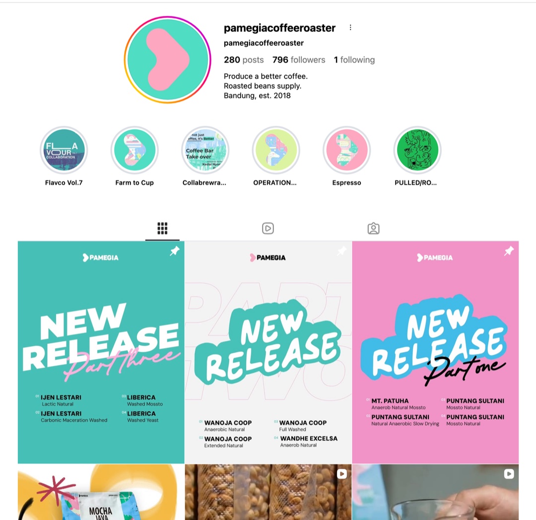Pamegia Coffee Roaster, Instagram social media & branding design