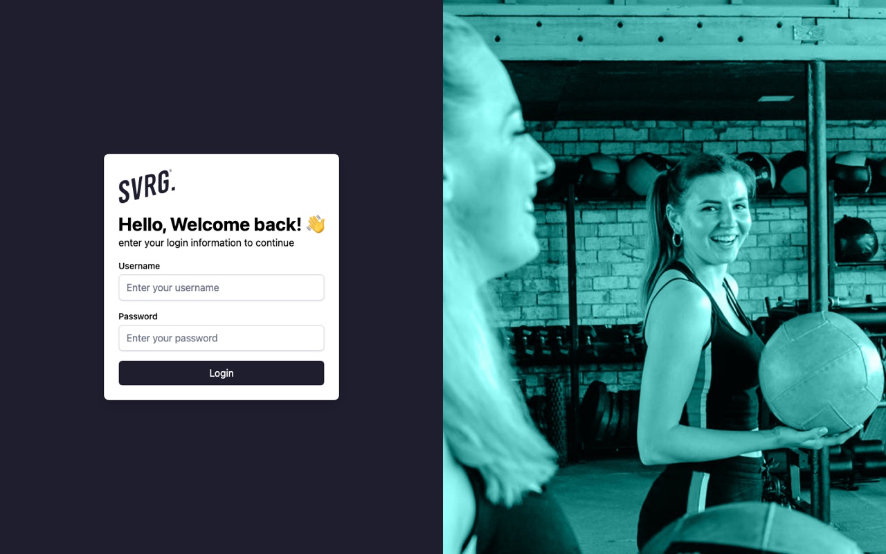 SVRG: Studio Admin Dashboard, live application screenshot